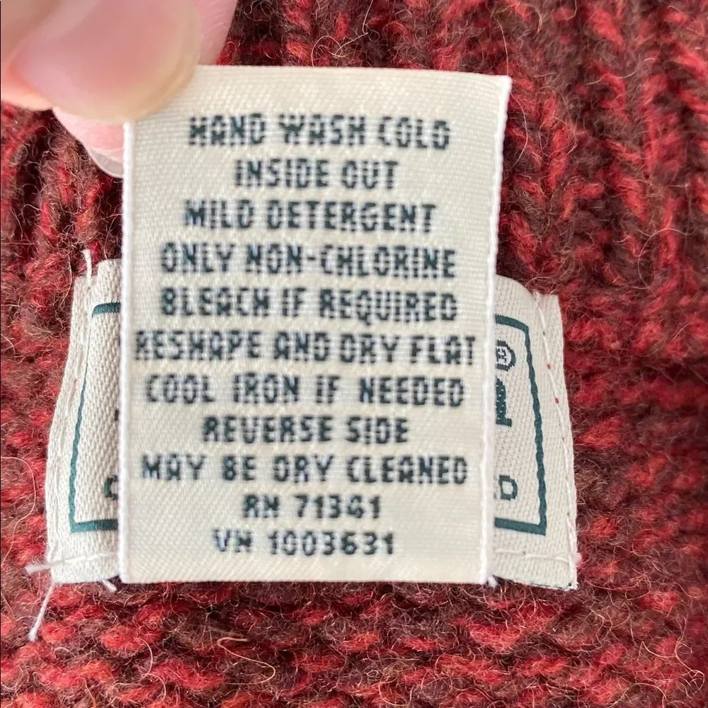 VTG L.L. Bean Men's Wool Rib-Knit Sweater in Rust Sz L Chunky Knit Cozy Outdoor